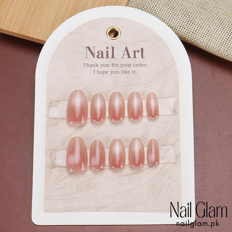 Nail Glam 561 - Soft Nude Cat Eyes (30Pcs) - Application Kit Included