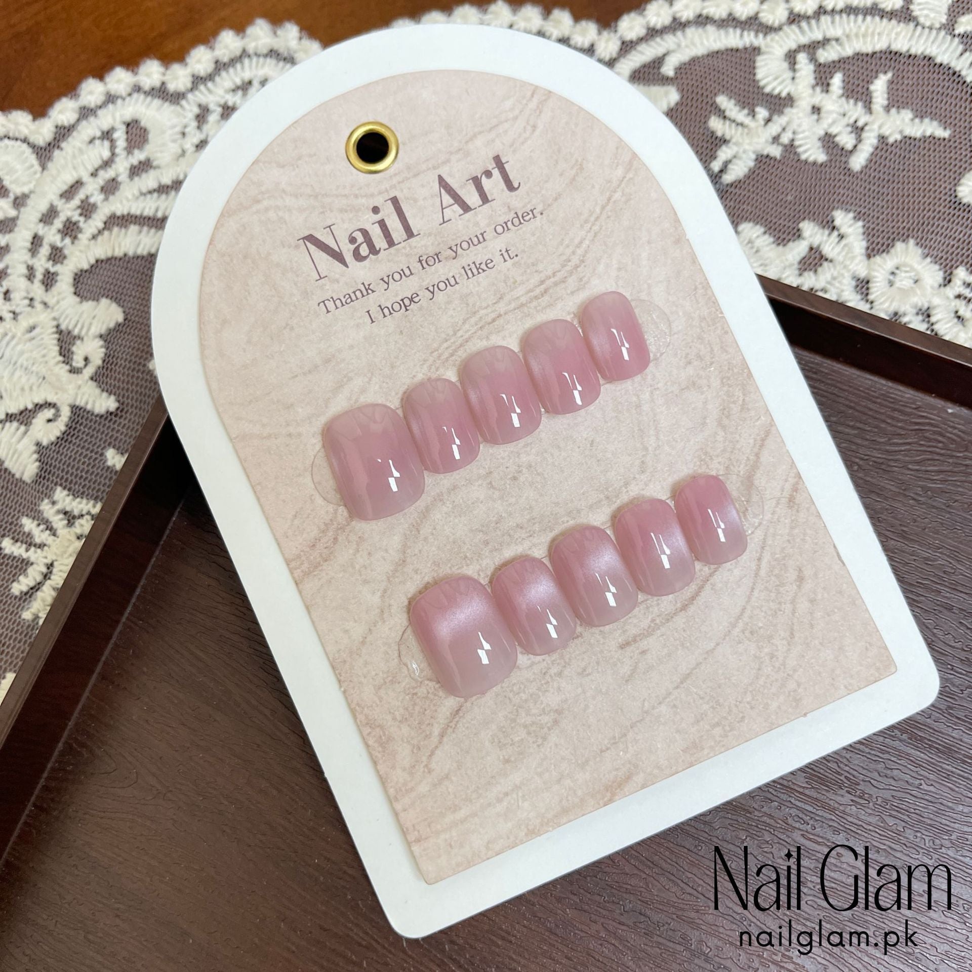 Nail Glam 562 - Soft Pink Cat Eyes (30Pcs) - Application Kit Included