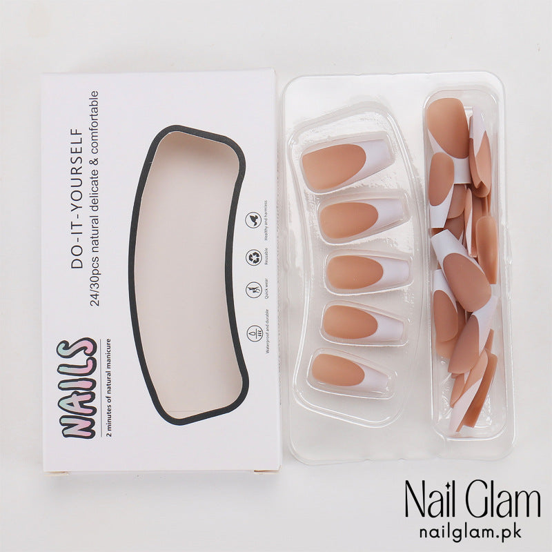 Nail Glam 563 - French Style (24Pcs) - Application Kit Included