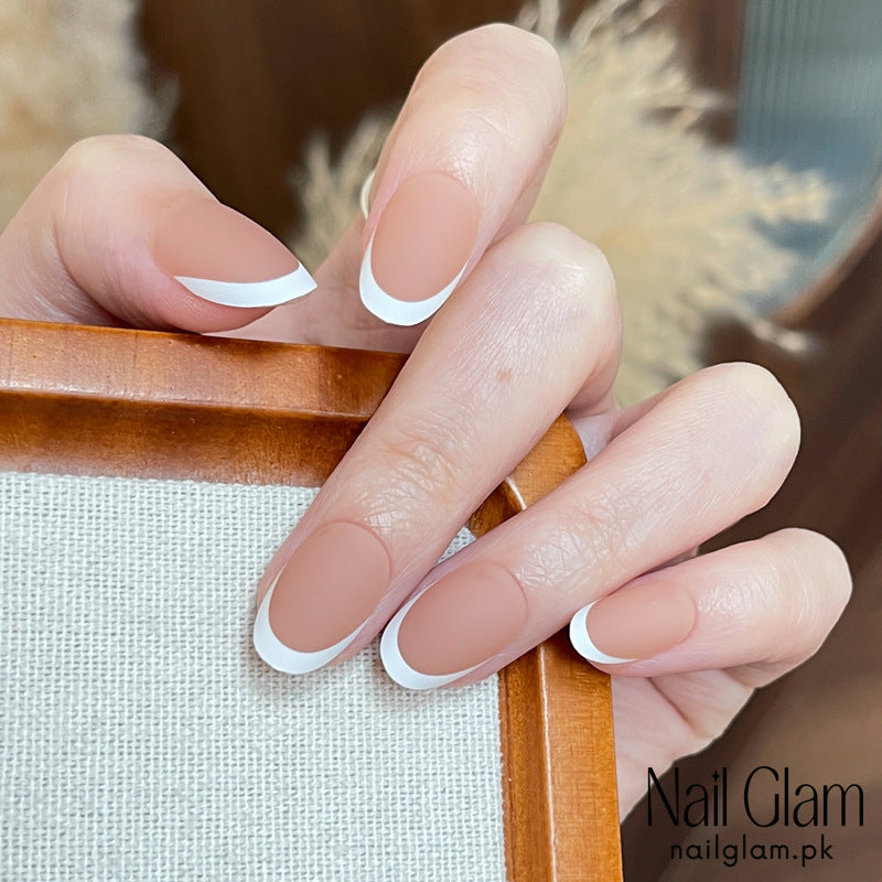 Nail Glam 564 - Nude French (24Pcs) - Application Kit Included