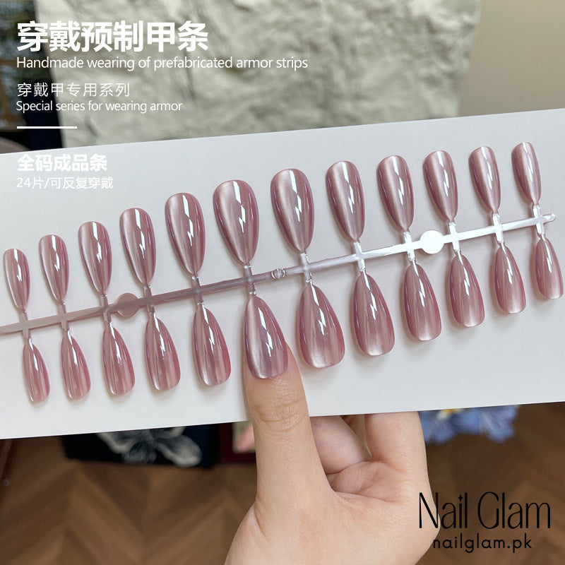 Nail Glam 565 - Pearlescent Nails (24Pcs) - Application Kit Included