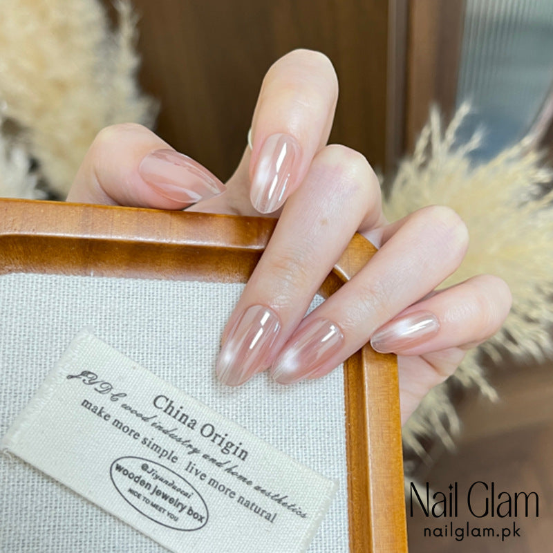 Nail Glam 566 - Soft Pink Pearl (30Pcs) - Application Kit Included