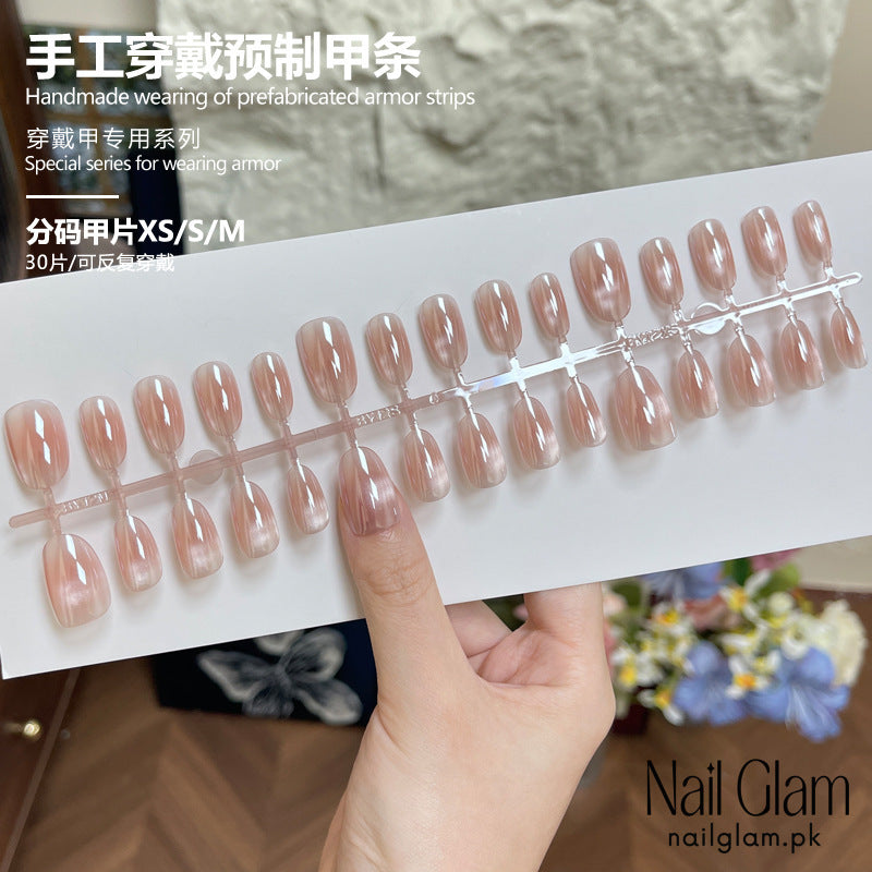 Nail Glam 566 - Soft Pink Pearl (30Pcs) - Application Kit Included