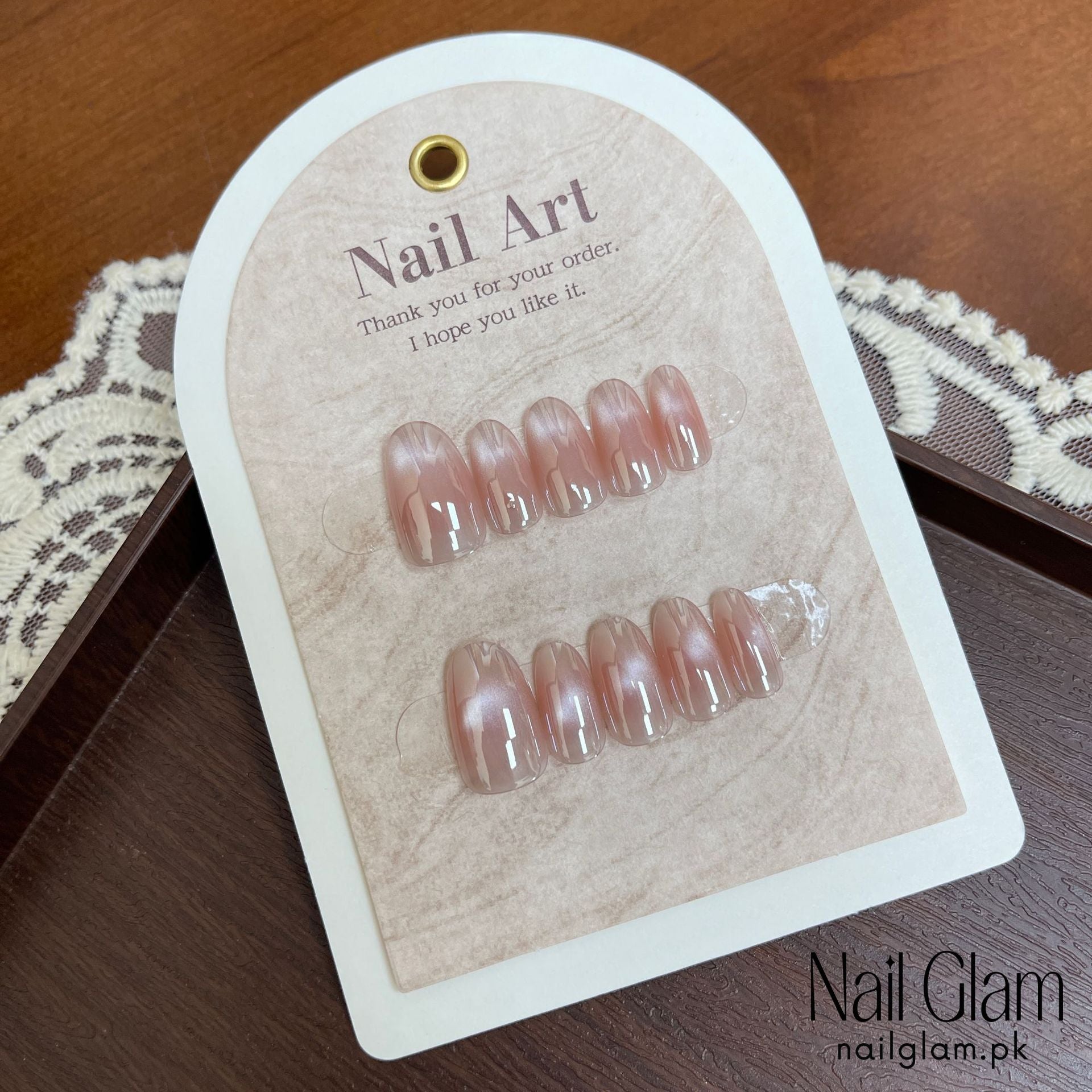 Nail Glam 566 - Soft Pink Pearl (30Pcs) - Application Kit Included