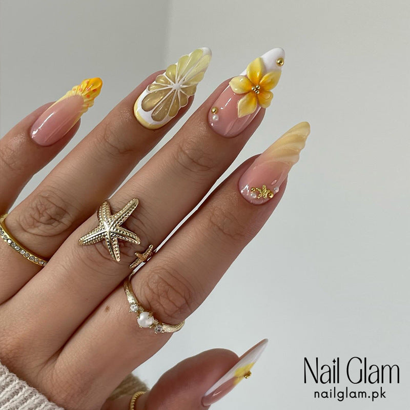 Nail Glam 567 - Blossom Beauty (24Pcs) - Application Kit Included