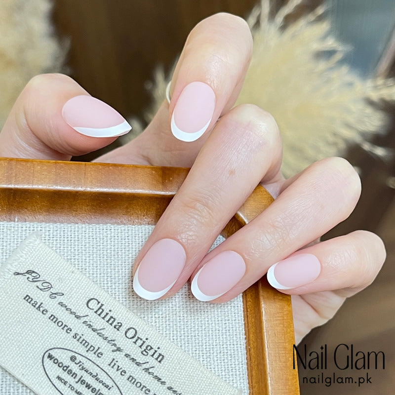 Nail Glam 568 - Soft Pink French (24Pcs) - Application Kit Included