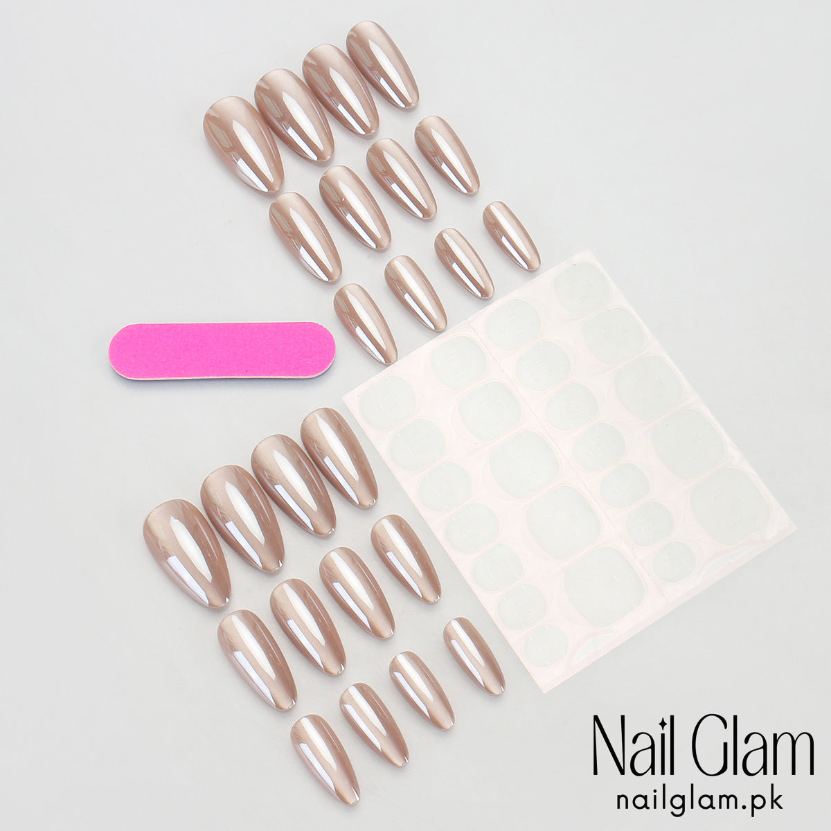 Nail Glam 570 - Pearlescent Glow (24Pcs) - Application Kit Included