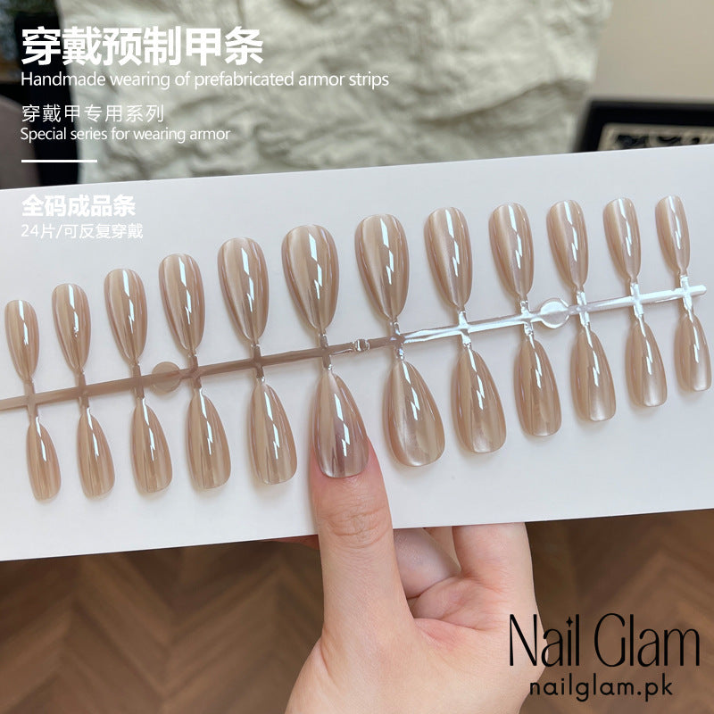 Nail Glam 570 - Pearlescent Glow (24Pcs) - Application Kit Included