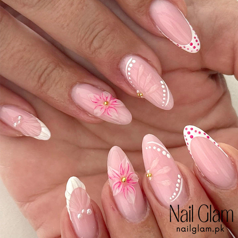 Nail Glam 571 - Blossom Bliss (24Pcs) - Application Kit Included