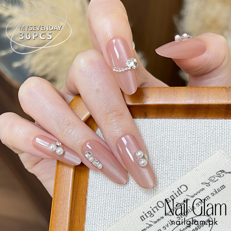 Nail Glam 572 - Elegant Pearls (30Pcs) -  Application Kit Included