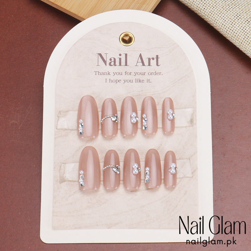 Nail Glam 572 - Elegant Pearls (30Pcs) -  Application Kit Included