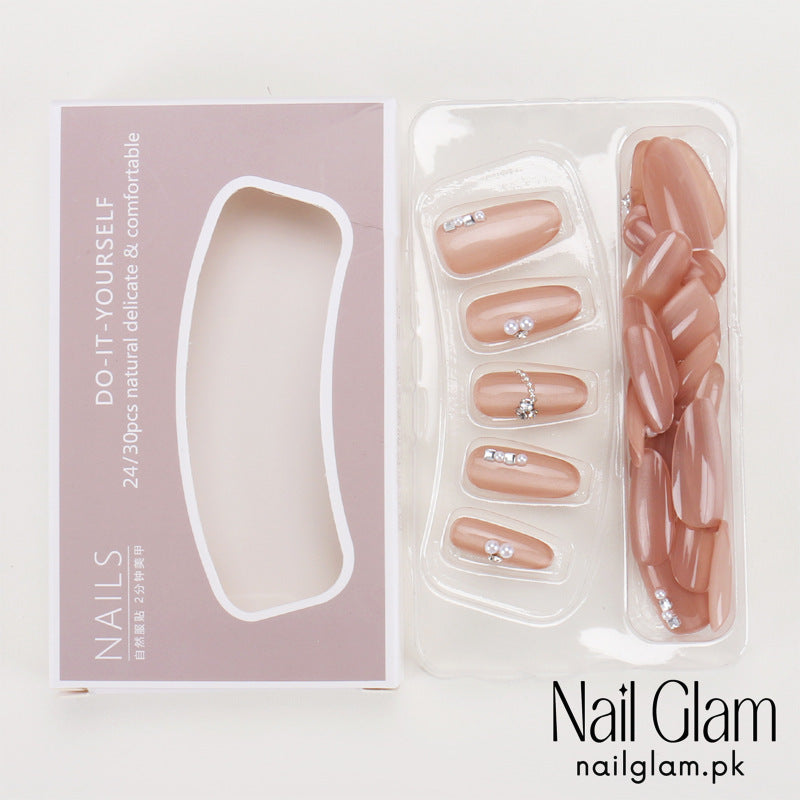 Nail Glam 572 - Elegant Pearls (30Pcs) -  Application Kit Included