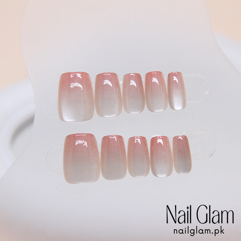 Nail Glam 575 - Peach Cat's Eye (30Pcs) - Application Kit Included