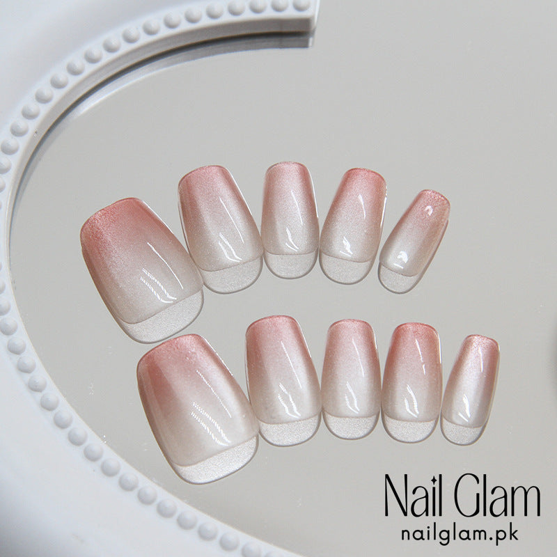 Nail Glam 575 - Peach Cat's Eye (30Pcs) - Application Kit Included