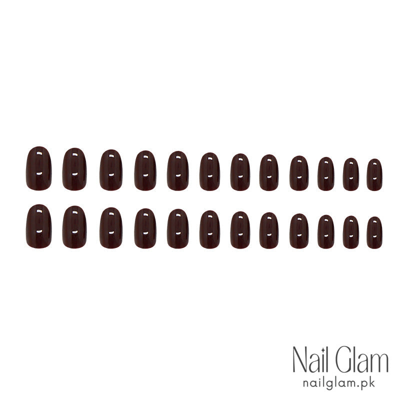 NailGlam 581 - Smoked Rose Press-On Nail Set (24Pcs) - Application Kit Included
