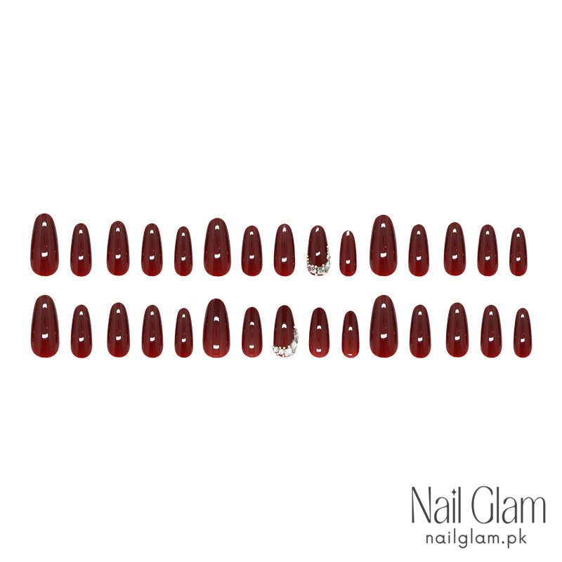 NailGlam 582 - Slightly Tipsy Burgundy (30Pcs) - Application Kit Included