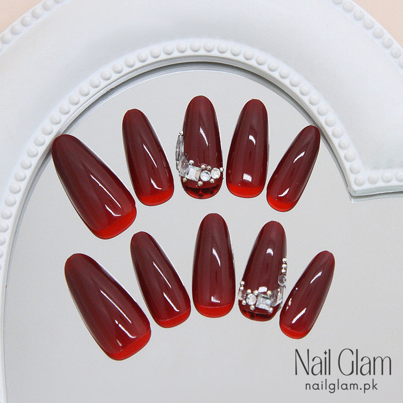 NailGlam 582 - Slightly Tipsy Burgundy (30Pcs) - Application Kit Included