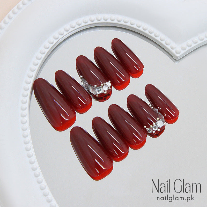 NailGlam 582 - Slightly Tipsy Burgundy (30Pcs) - Application Kit Included