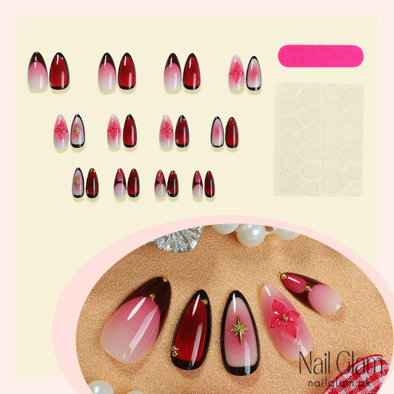 NailGlam 589 - Celestial Bloom Press-On Nail Set (24Pcs) - Application Kit Included