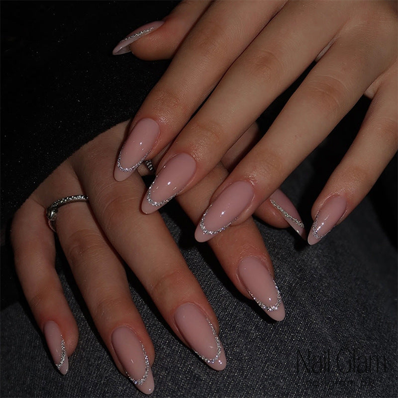 Almond Glitter French (24Pcs) - Application Kit Included