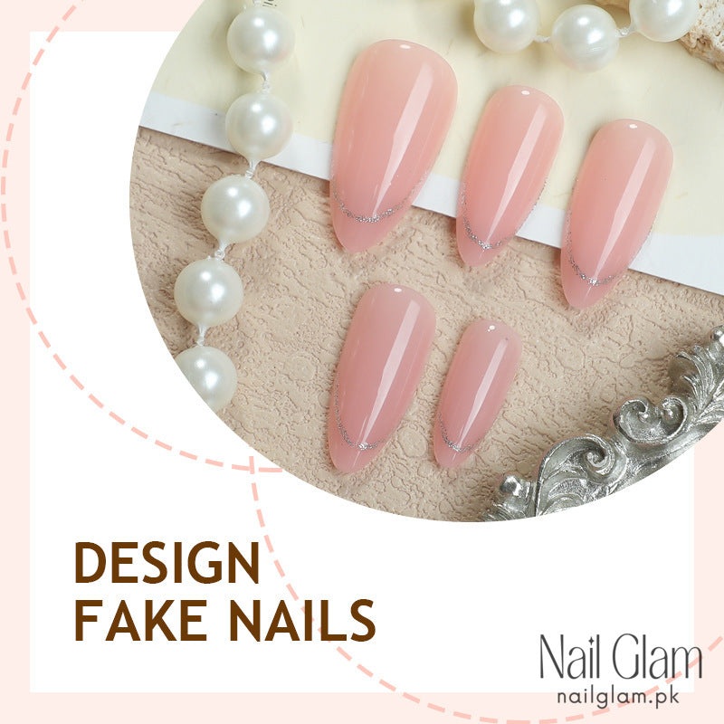 Almond Glitter French (24Pcs) - Application Kit Included