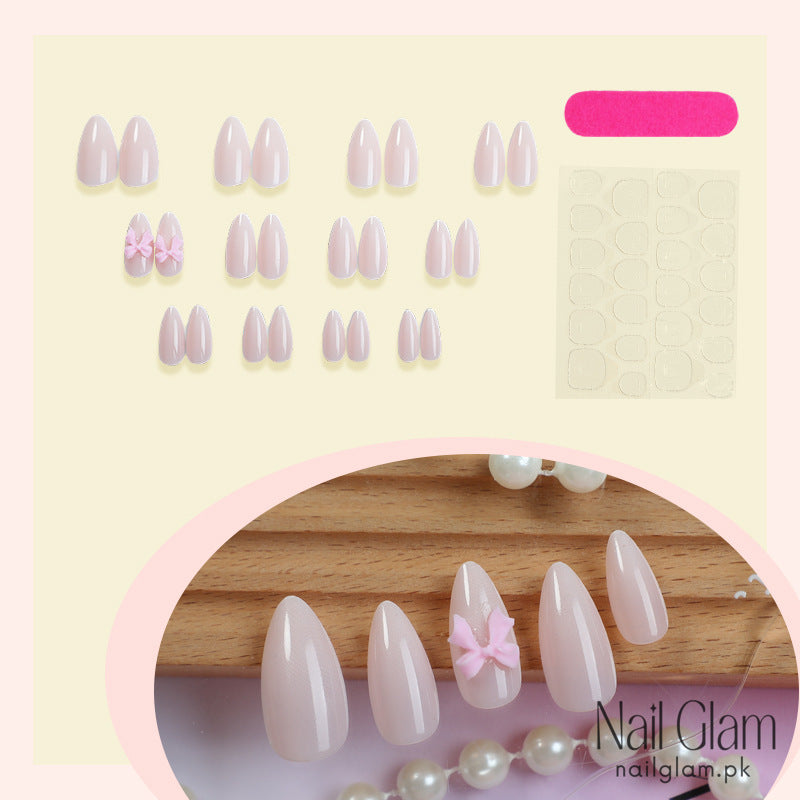Graceful Accents Press-On Nail Set (24Pcs) - Application Kit Included
