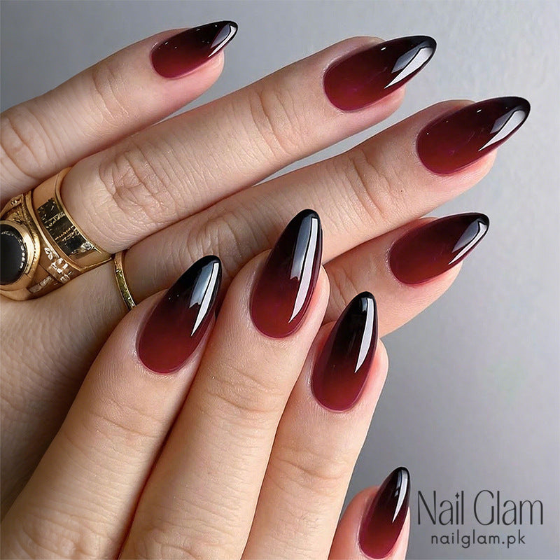 Glossy Ombre Almond (24Pcs) - Application Kit Included