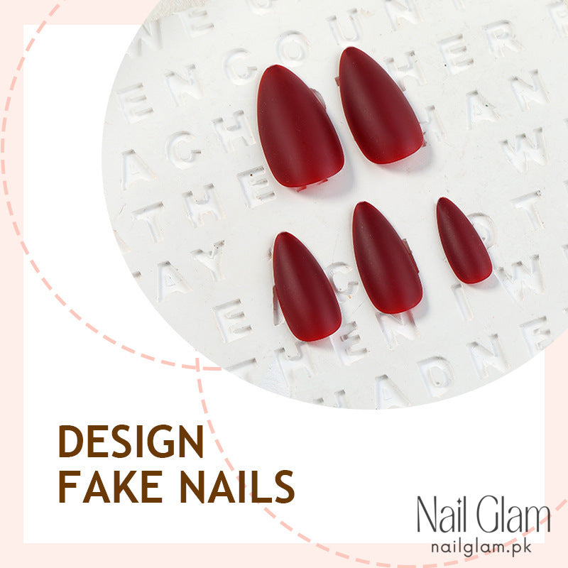 Burgundy Matte Press-On Nail Set (24Pcs) - Application Kit Included