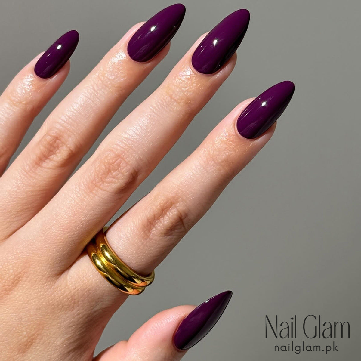 Deep Purple Press-On Nail Set (24Pcs) - Application Kit Included