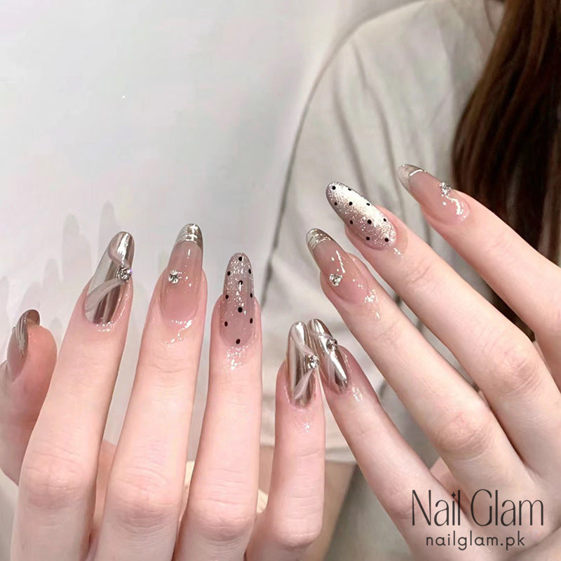 Ethereal Glow Press-On Nail Set (24Pcs) - Application Kit Included