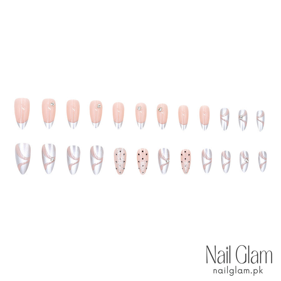Ethereal Glow Press-On Nail Set (24Pcs) - Application Kit Included