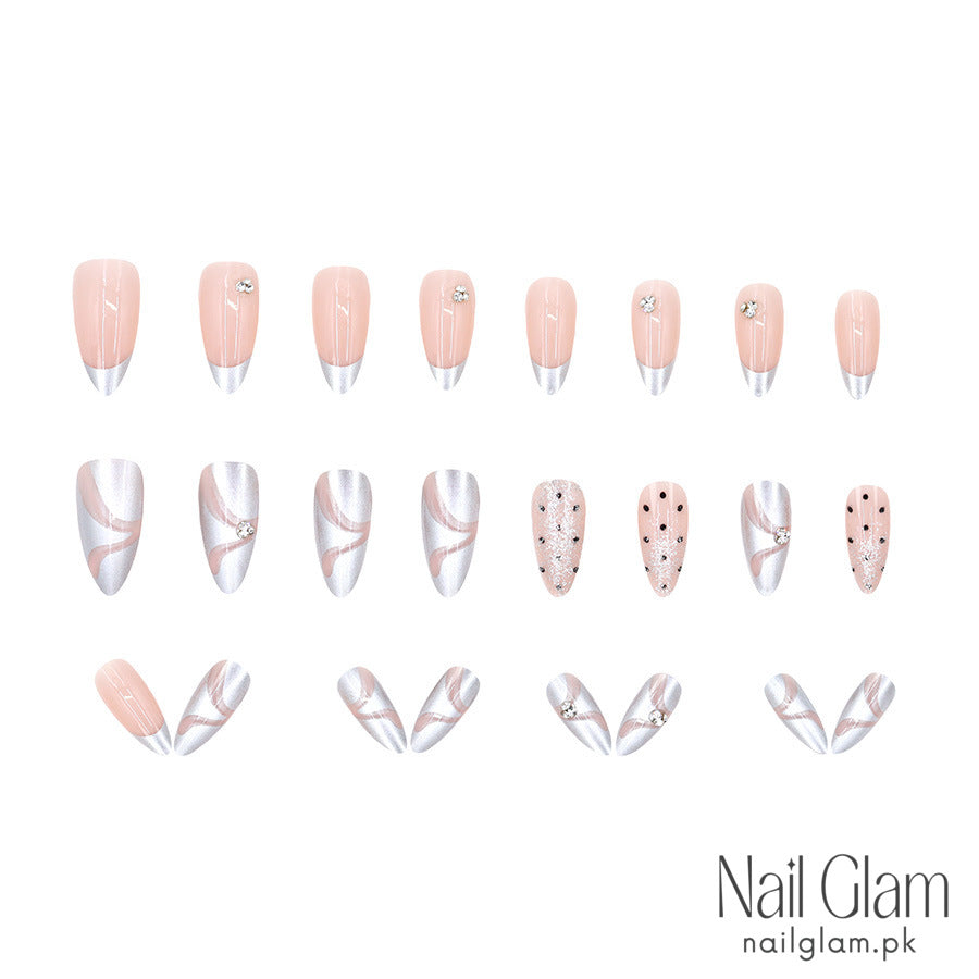 Ethereal Glow Press-On Nail Set (24Pcs) - Application Kit Included