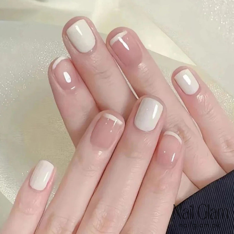 NailGlam 610 - Sweet French (24Pcs) - Application Kit Included