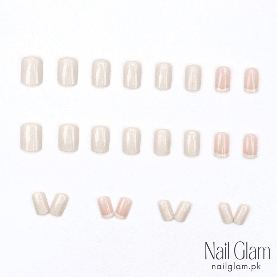 NailGlam 610 - Sweet French (24Pcs) - Application Kit Included