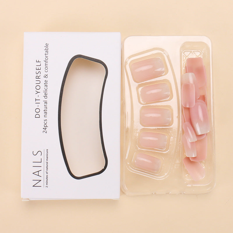 Nail Glam 615 - Milky White Press-On Nail Set (24Pcs) - Application Nail Kit Included