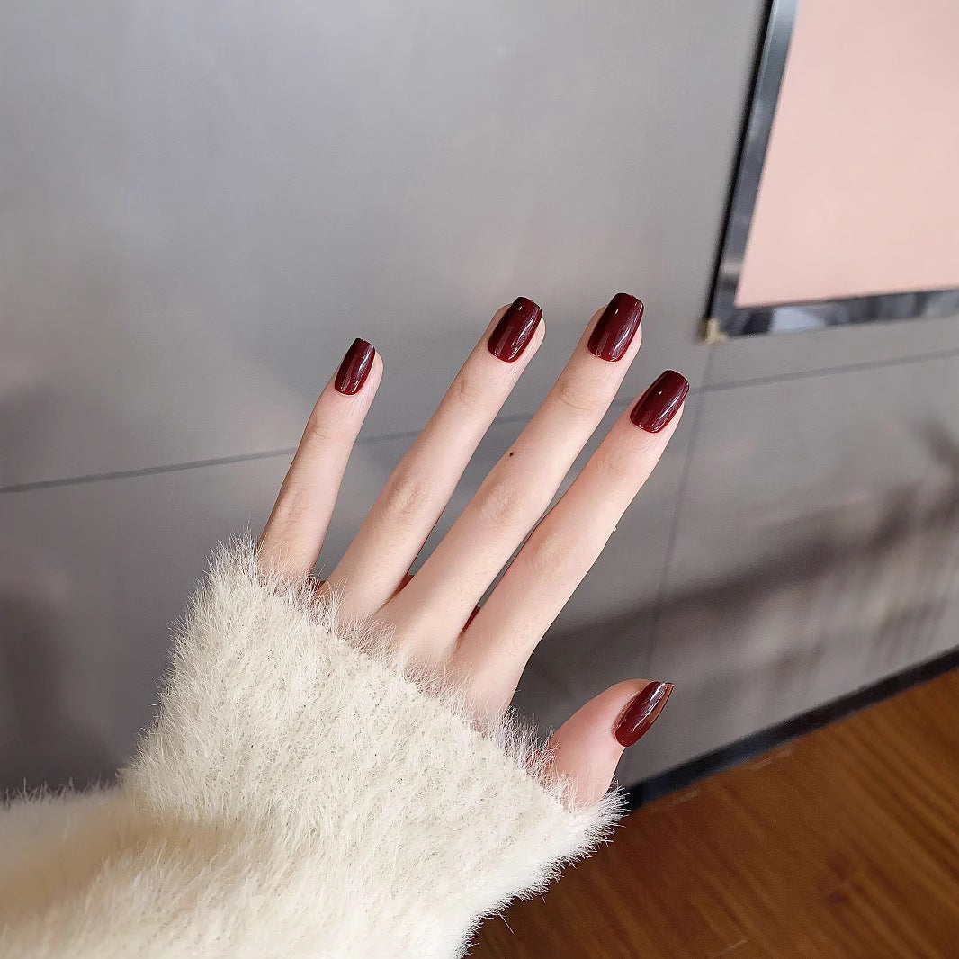 Nail Glam 620 - Wine Red Press-On Nail Set (30Pcs) - Application Nail Kit Included