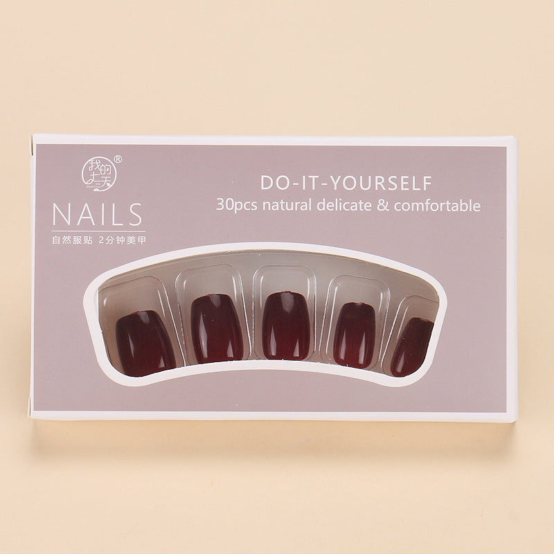 Nail Glam 620 - Wine Red Press-On Nail Set (30Pcs) - Application Nail Kit Included