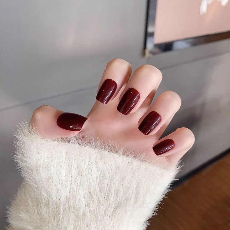 Nail Glam 620 - Wine Red Press-On Nail Set (30Pcs) - Application Nail Kit Included