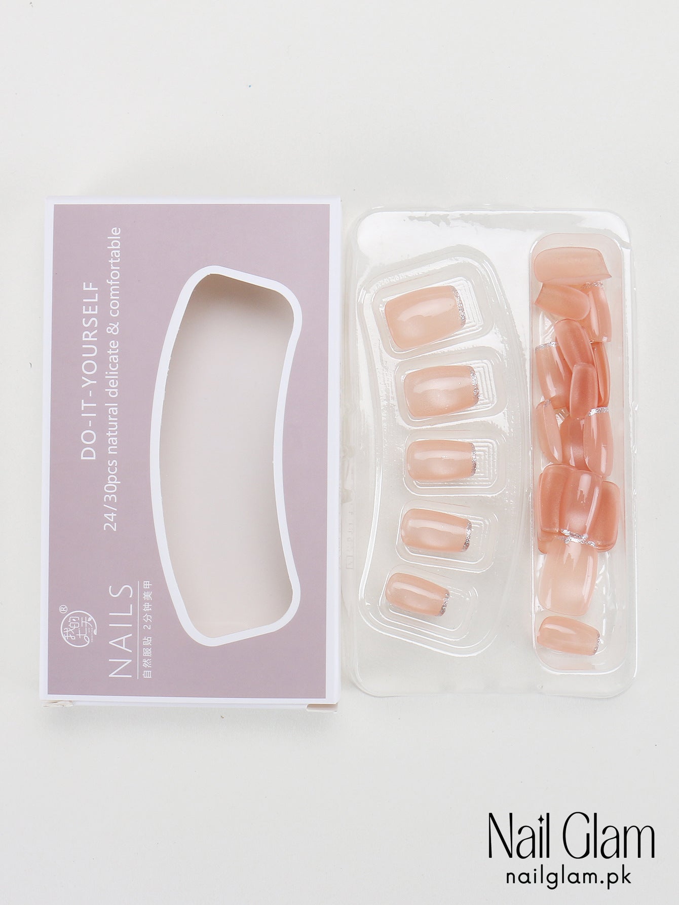 NailGlam 627 - Gentle Elegant (30Pcs) - Application Kit Included