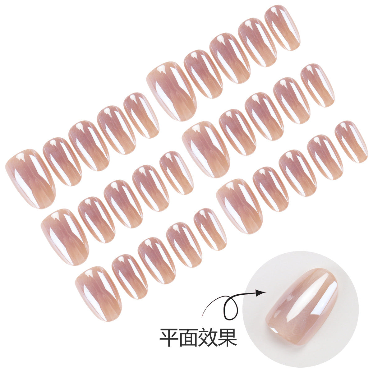 Nail Glam 631 - Gradient Cat Eye Nail Set (30Pcs) - Application Nail Kit Included