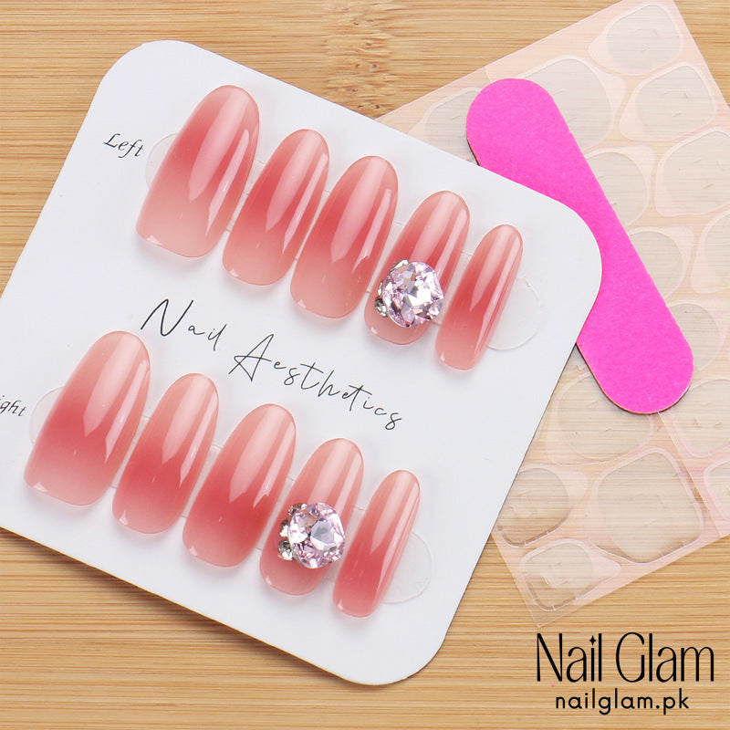 NailGlam 640 -Nude Pink Gradient (30Pcs) - Application Kit Included