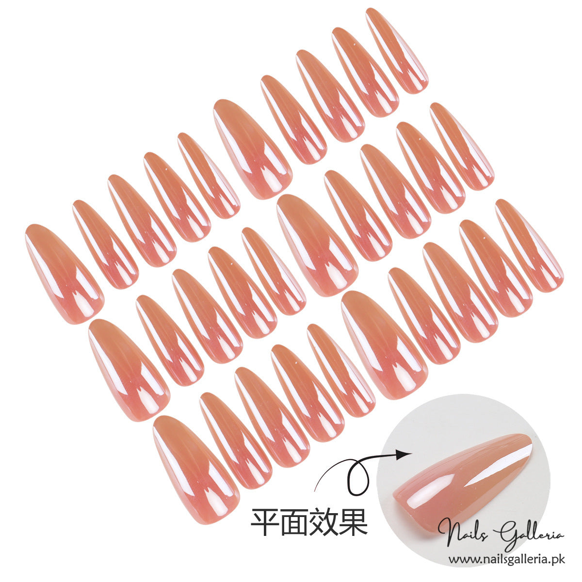 NailGlam 641 - Nude Pink (30Pcs) - Application Kit Included