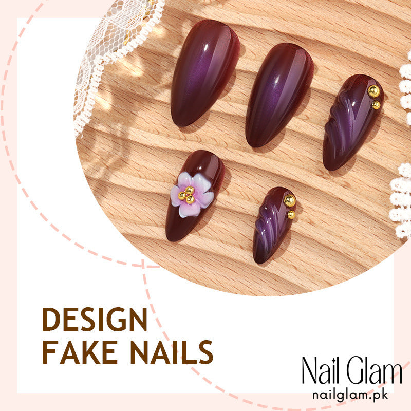 NailGlam 643 - Floral Fantasy (24Pcs) - Application Kit Included