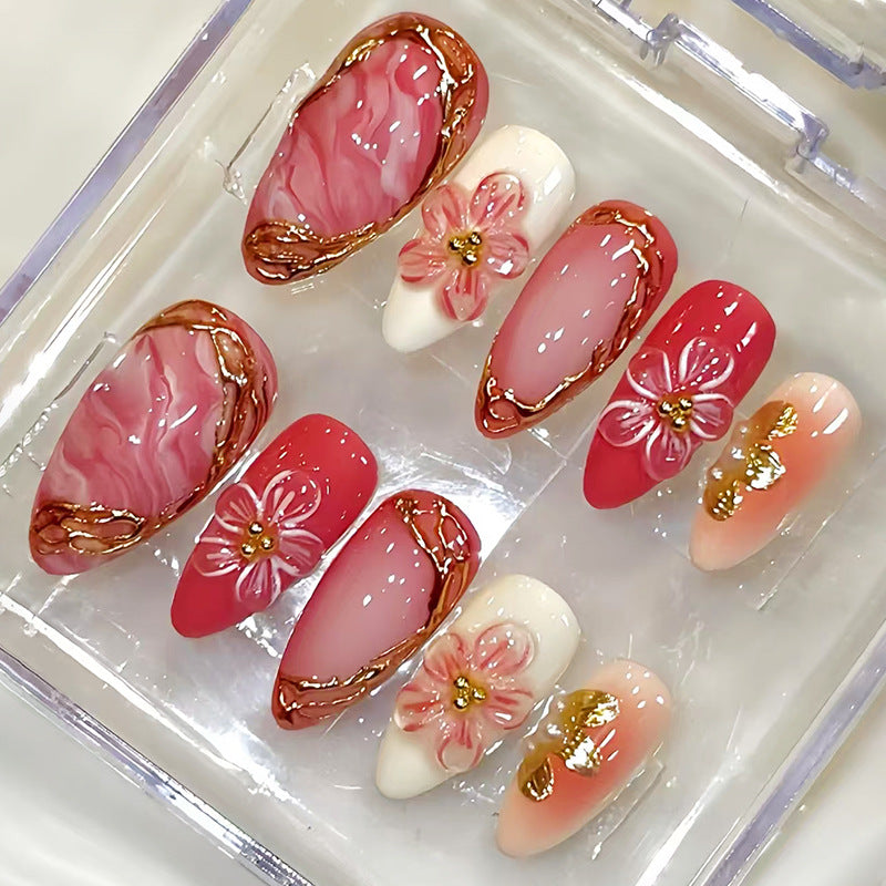 Nail Glam 645 - Floral Press-On Nail Set (24Pcs) - Application Nail Kit Included