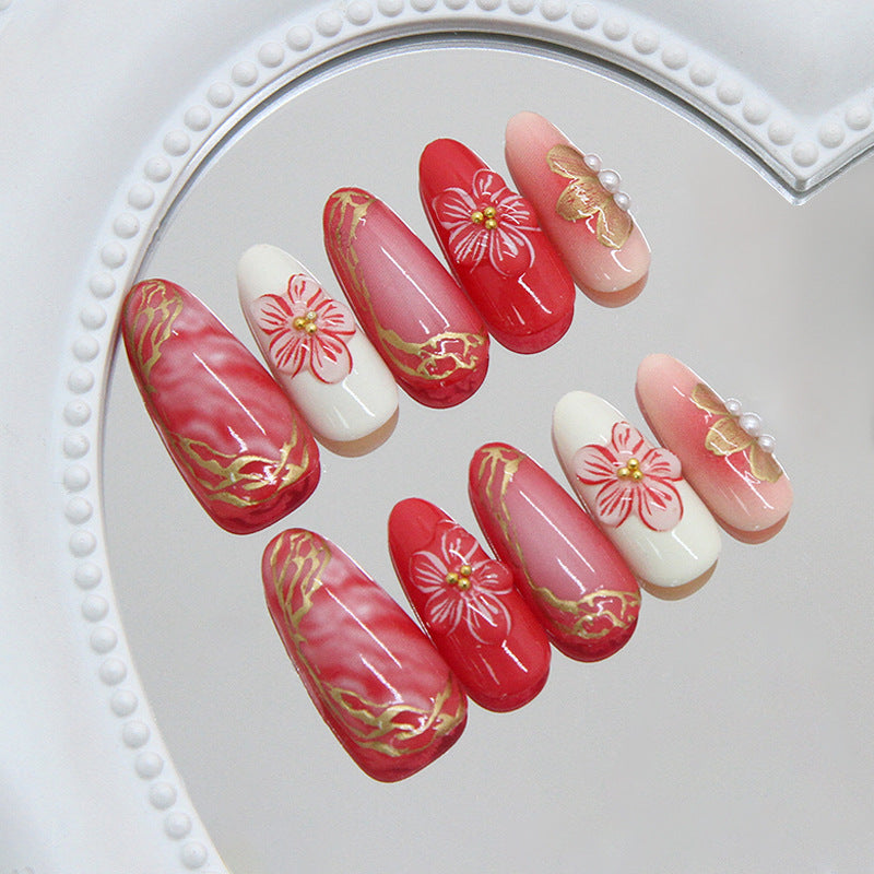 Nail Glam 645 - Floral Press-On Nail Set (24Pcs) - Application Nail Kit Included