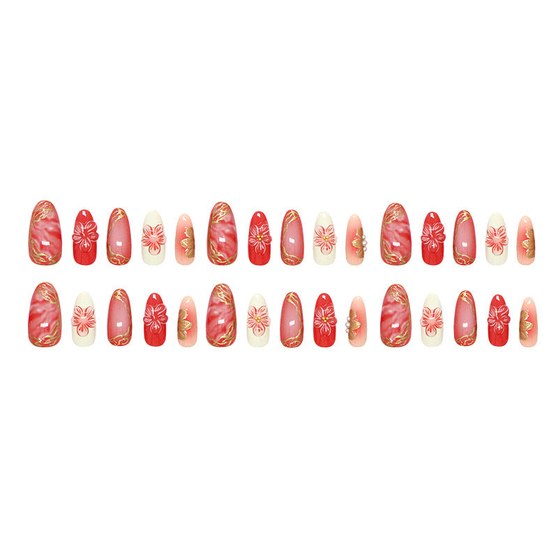 Nail Glam 645 - Floral Press-On Nail Set (24Pcs) - Application Nail Kit Included