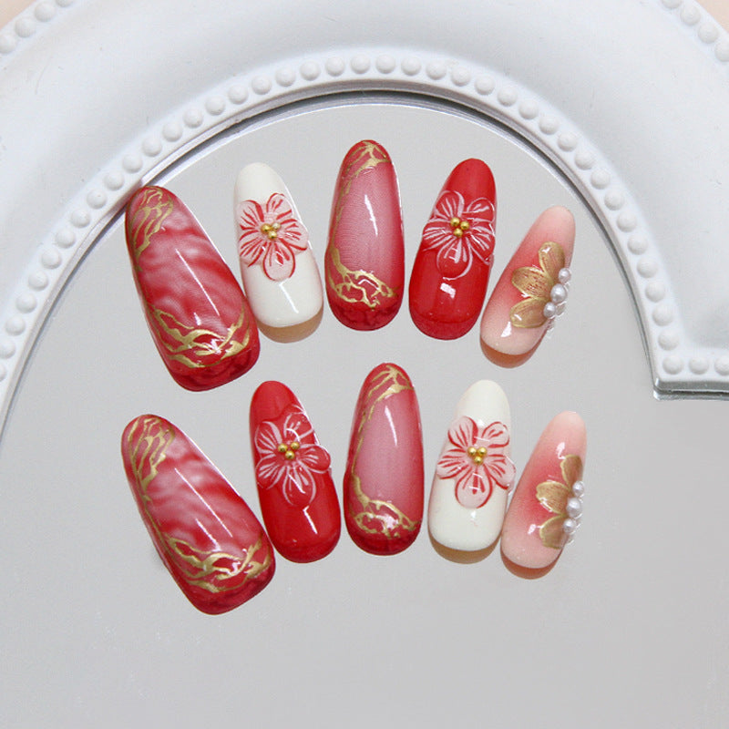 Nail Glam 645 - Floral Press-On Nail Set (24Pcs) - Application Nail Kit Included