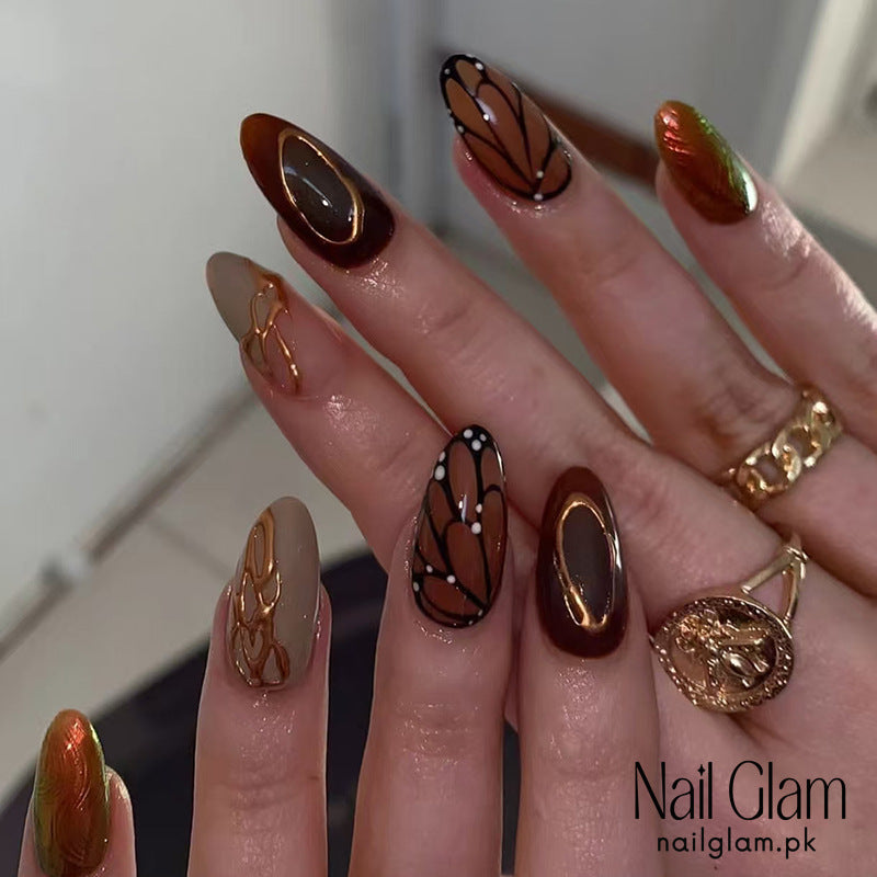 NailGlam 646 - Phoenix Tail Butterfly (24Pcs) - Application Kit Included