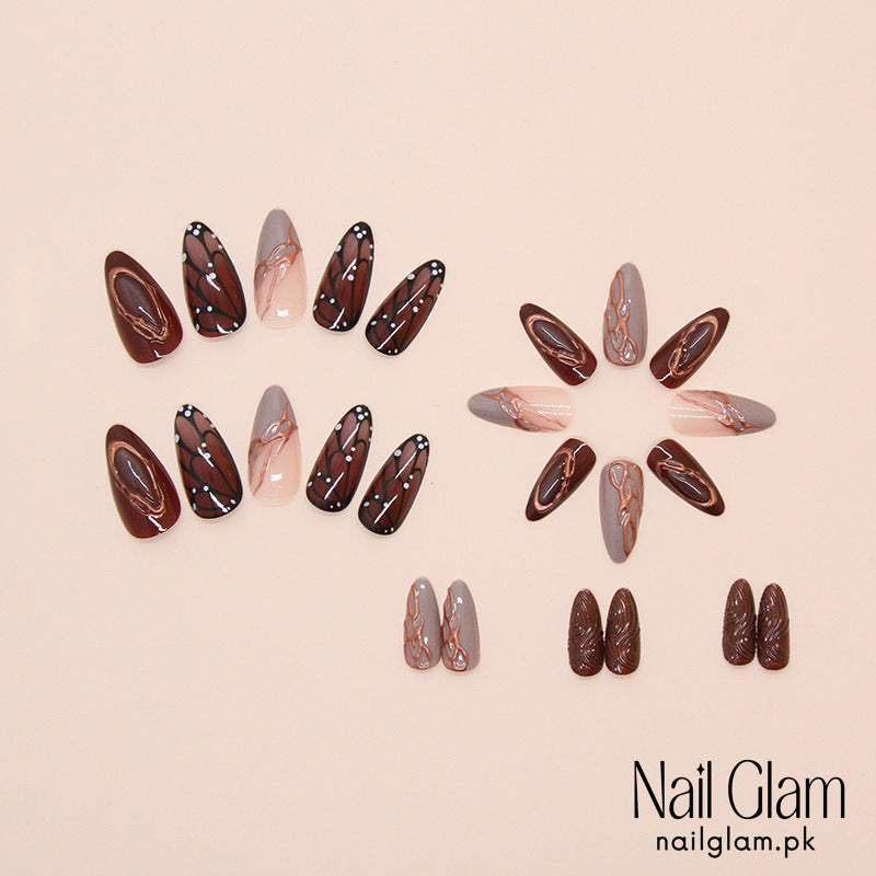 NailGlam 646 - Phoenix Tail Butterfly (24Pcs) - Application Kit Included