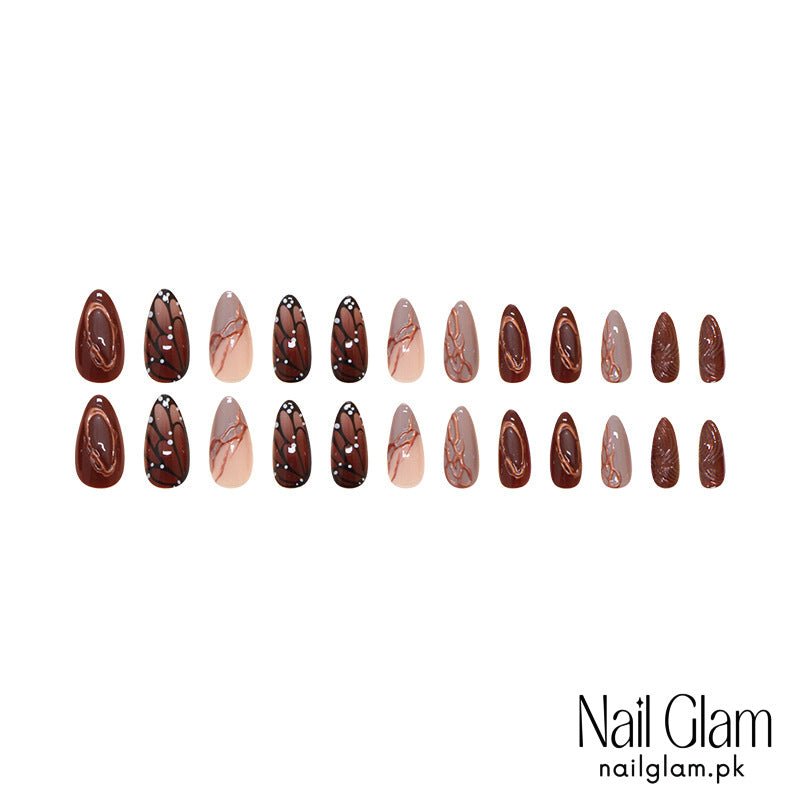 NailGlam 646 - Phoenix Tail Butterfly (24Pcs) - Application Kit Included